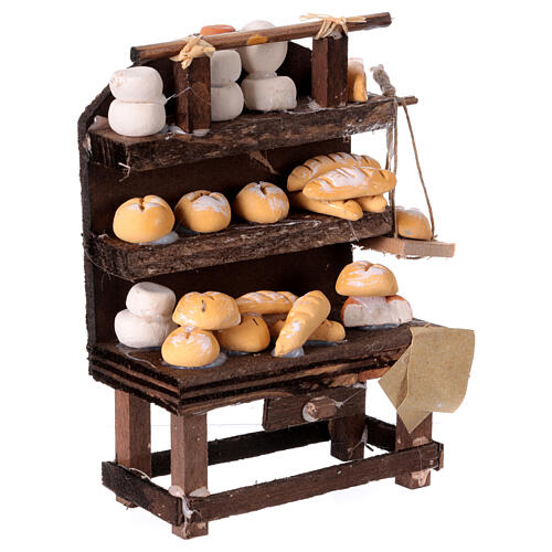 Banchetto presepe 10 cm napoletano formaggi assortiti pane dimensioni 15x15x5 cm 3