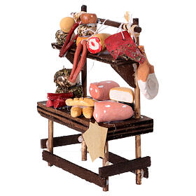 Stall with bread, cold cuts and cheese for 10 cm Neapolitan Nativity Scene, 15x10x5 cm