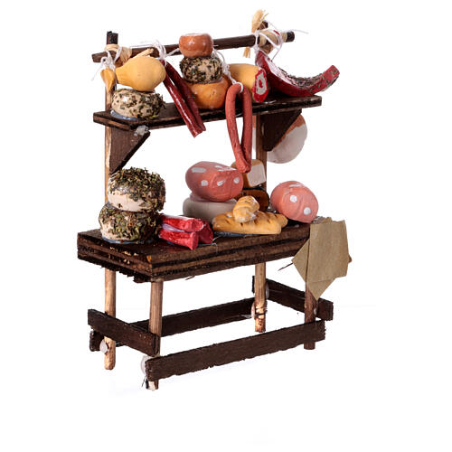 Stall with bread, cold cuts and cheese for 10 cm Neapolitan Nativity Scene, 15x10x5 cm 3