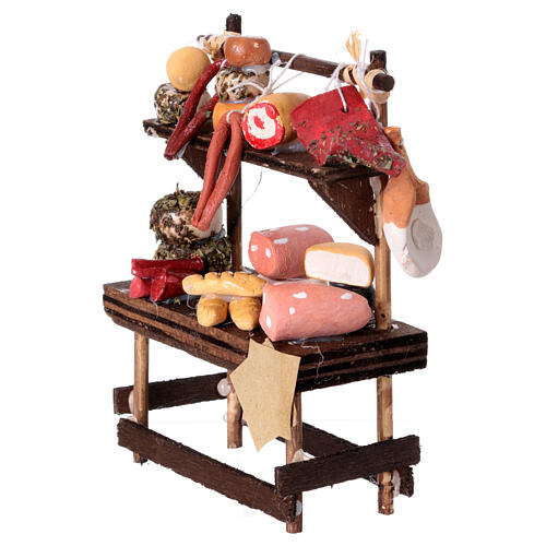 Banchetto presepe 10 cm napoletano dimensioni 15x10x5 cm pane salumi formaggi 2