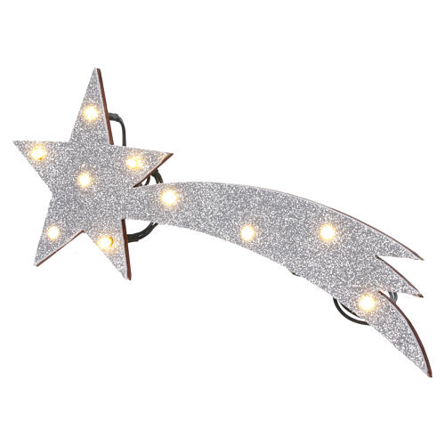 Estrella Cometa plata iluminada dimensiones 40x15 cm 2