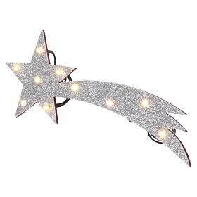 Estrela Cometa prata iluminada medidas 40x15 cm
