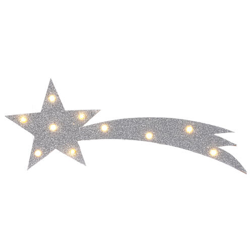 Estrela Cometa prata iluminada medidas 40x15 cm 1