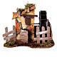 Neapolitan water mill nativity scene 10-12 cm, brick and wood setting, dimensions 15x20x15 cm s1