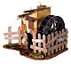 Neapolitan water mill nativity scene 10-12 cm, brick and wood setting, dimensions 15x20x15 cm s2
