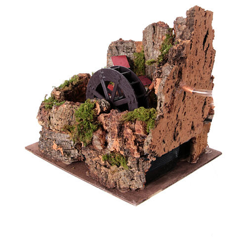 Moinho de água com aldeia para presépio 10-12 cm estilo napolitano com bomba 25x25x20 cm 5