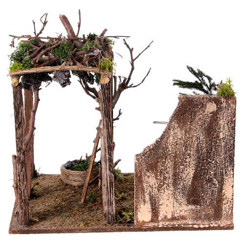 Setting with vine and winepress for 10-12 cm Neapolitan Nativity Scene, 20x20x15 cm 4