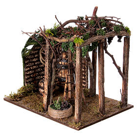 Ambientazione uva torchio vigna presepe 10-12 cm napoletano dimensioni 20x20x15 cm