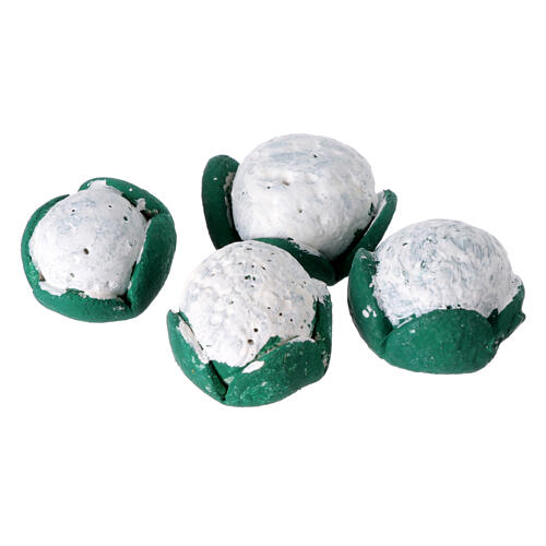 Blumenkohl, 4-teiliges Set, Krippenzubehör, neapolitanische Krippe, für 10–12 cm Krippe – 1 cm 1