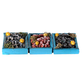Set 3 caisses fruits de mer mixtes crèche 12-14 cm napolitaine 2x5x4 cm