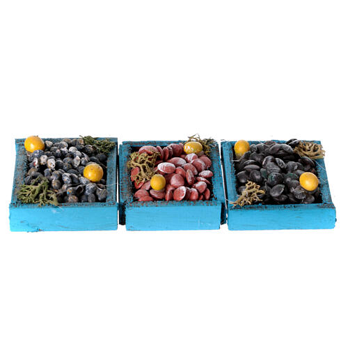 Set tre cassette assortite frutti di mare presepe 12-14 cm napoletano 2x5x4 cm 1