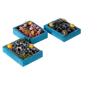 Set of three assorted seafood boxes, Neapolitan nativity scene 12-14 cm 2x5x4 cm