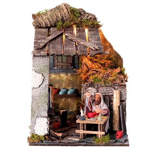 Cobbler's shop tool shed Neapolitan nativity scene 12 cm animated 25x20x20 cm 1