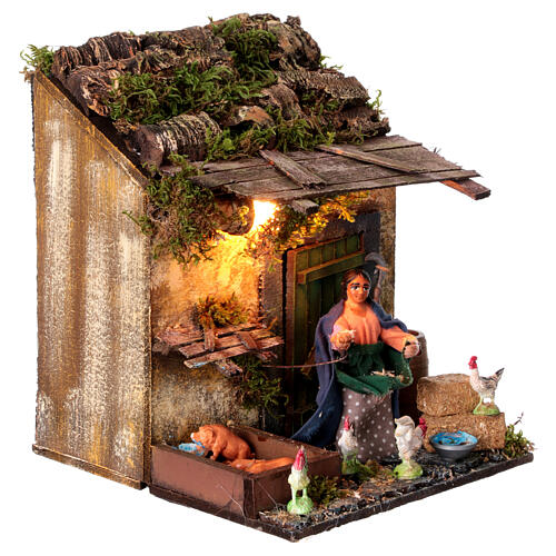 Rolniczka - ruchoma figurka do szopki neapolitańskiej 10 cm, ze zwierzętami i narzędziami, 20x20x20 cm 3