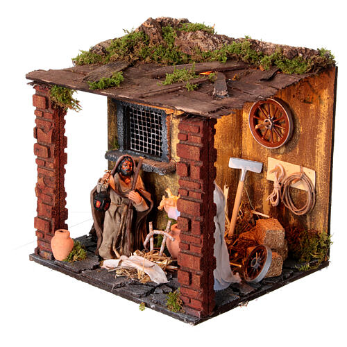 Natività stile 700 movimento culla presepe 10 cm napoletano capanna 20x20x20 cm 2