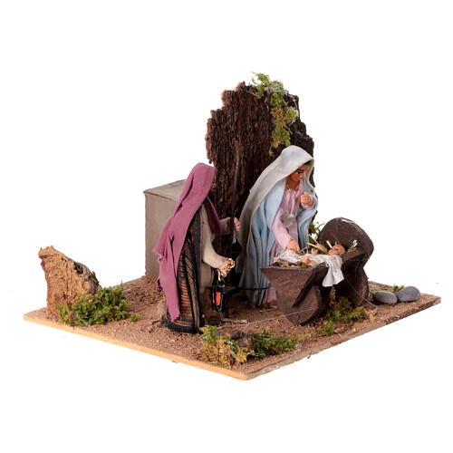 Heilige Familie – neapolitanischer Stil des 18 Jahrhunderts, mit Bewegungsfunktion, für 10 cm Krippe, 15 × 20 × 20 cm 3