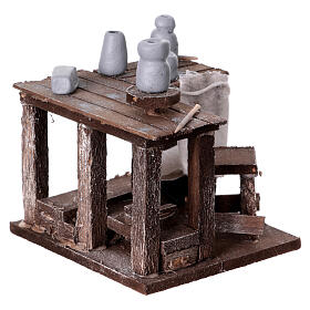 Keramikerbank mit Werkzeugen, im neapolitanischen Stil, für 10–12 cm Krippe – Krippenzubehör
