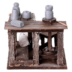 Potter's bench for 10-12 cm Neapolitan Nativity Scene with tools, 10x10x10 cm