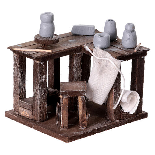 Potter's bench for 10-12 cm Neapolitan Nativity Scene with tools, 10x10x10 cm 4