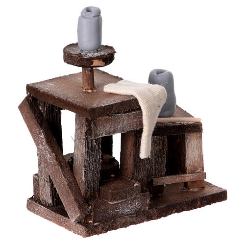 Établi céramiste miniature crèche 8-10 cm napolitaine outils 10x10x5 cm 3