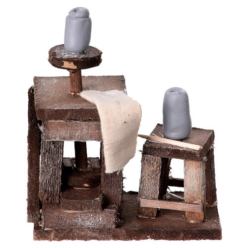 Small nativity scene potter bench 8-10 cm Neapolitan tools 10x10x5 cm 1