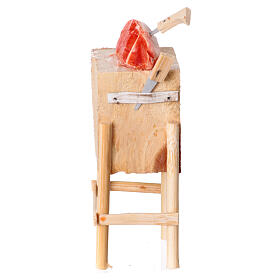 Mostrador carnicero belén 10-12 cm napolitano con bistec dos cuchillos 10x5x5 cm