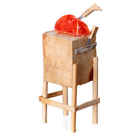 Mostrador carnicero belén 10-12 cm napolitano con bistec dos cuchillos 10x5x5 cm
