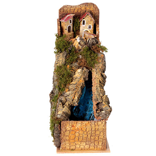 Setting with brook and houses for 10-12 cm Neapolitan Nativity Scene, 30x10x20 cm 1