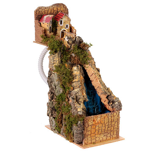 Ambientazione presepe napoletano 10-12 cm ruscello casette 30x10x20 cm 3