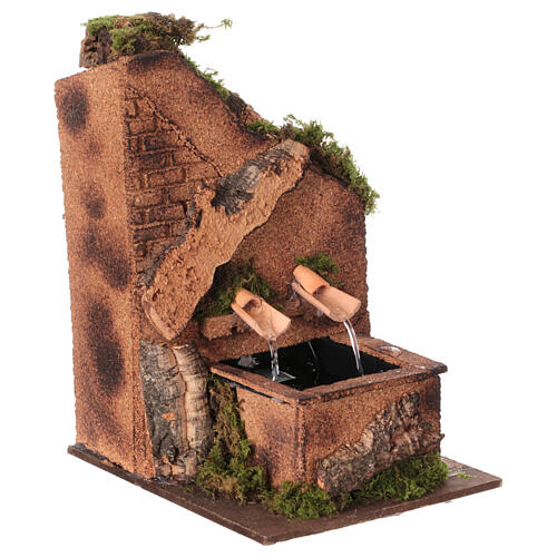 Brunnen mit zwei Wasserstrahlen – neapolitanischer Stil, für 12 cm Krippe, 25 × 15 × 18 cm 3