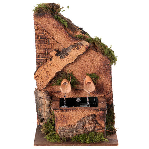 Fontana due getti tegole presepe 12 cm napoletano 25x15x18 cm 1