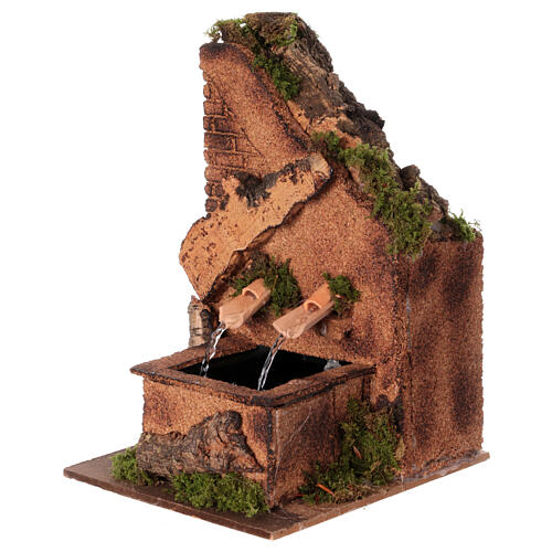 Fontanna dwustrumieniowa, z dachówkami, do szopki neapolitańskiej 12 cm, 24×15×18 cm 2