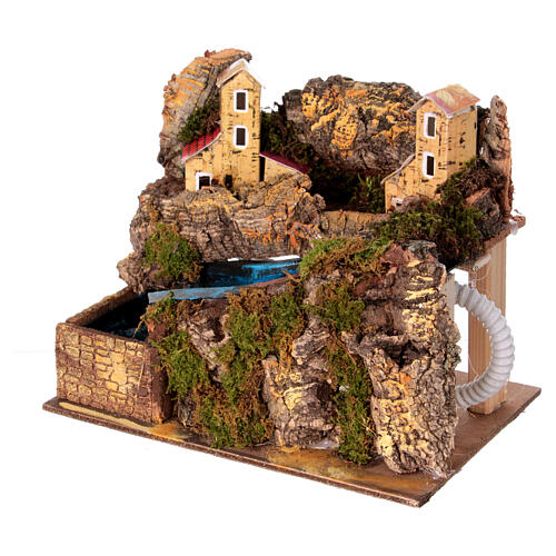 Ambientazione ruscello presepe napoletano 10-12 cm casette assortite 20x20x15 cm 4