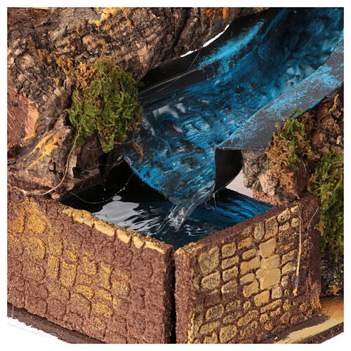 Scena z potokiem dla szopki neapolitańskiej 10-12 cm, zróżnicowane domki, 20x20x15 cm 2