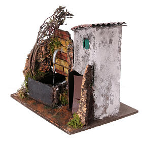 Maison avec fontaine crèche napolitaine 10-12 cm décor 15x20x15 cm