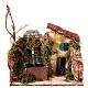 Fontana a destra presepe 10-12 cm napoletano con casetta ambientazione 15x20x15 cm s1