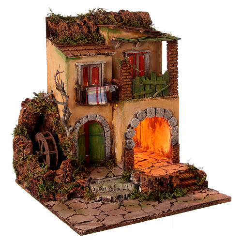 Aldeia presépio napolitano estilo XVIII século moinho cabana 10 cm 45x40x40 cm 4