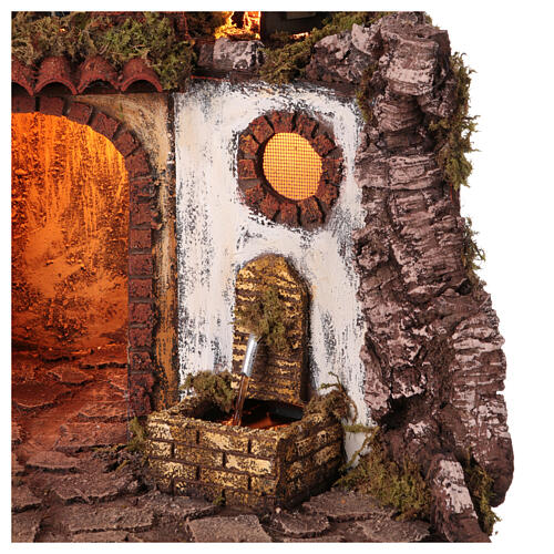 Village 18th century style nativity scene 12 cm Neapolitan oven fountain 50x50x40 cm 2