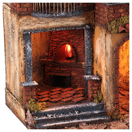Village 18th century style nativity scene 12 cm Neapolitan oven fountain 50x50x40 cm 4