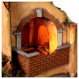 Setting with 18th-century neighborhood for 12 cm Neapolitan Nativity Scene, 55x40x40 cm