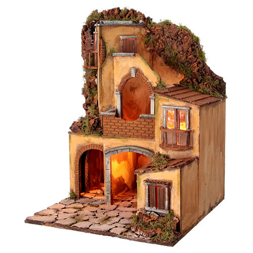 Setting with 18th-century neighborhood for 12 cm Neapolitan Nativity Scene, 55x40x40 cm 3