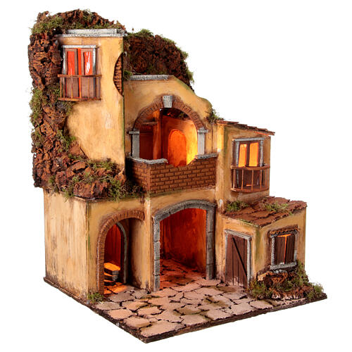 Setting with 18th-century neighborhood for 12 cm Neapolitan Nativity Scene, 55x40x40 cm 4