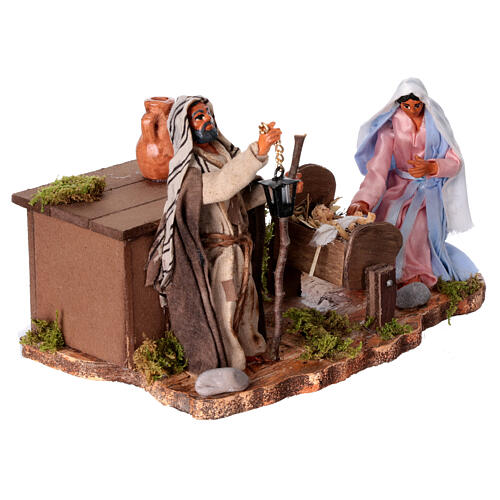 Heilige Familie – neapolitanischer Stil, mit Bewegungsfunktion, für 12 cm Krippe, 15 × 20 × 10 cm 3