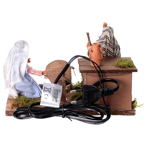 Neapolitan Nativity Scene with 12 cm statues, rocking cradle and house, 15x20x10 cm 4