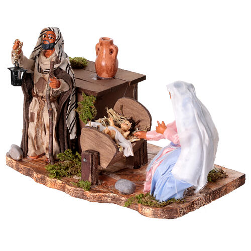 Natività presepe napoletano 12 cm movimento culla casetta 15x20x10 cm 2