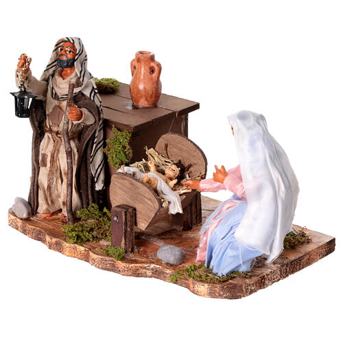 Nativity Holy Family Neapolitan nativity scene 12 cm animated manger house 15x20x10 cm 2
