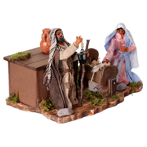 Nativity Holy Family Neapolitan nativity scene 12 cm animated manger house 15x20x10 cm 3