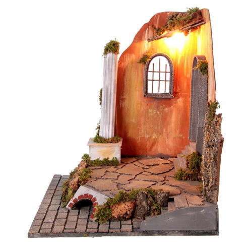 Tempio con colonna e cancello presepe napoletano 14-16 cm 45x40x40 cm 3