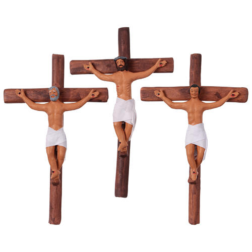 Osterkrippenszene mit Kreuzigung Jesus und Schächer, 3 Stück, Neapel, 25x15 cm 1