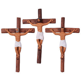 Scène crèche de Pâques napolitaine crucifixion Jésus et brigands 3 pcs 25x15 cm
